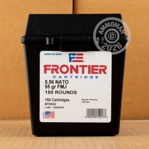 A photograph of 600 rounds of 55 grain 5.56x45mm ammo with a FMJ bullet for sale.