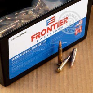 Image of Hornady 5.56x45mm rifle ammunition.