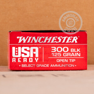 Photo detailing the 300 AAC BLACKOUT WINCHESTER USA READY 125 GRAIN OT (200 ROUNDS) for sale at AmmoMan.com.