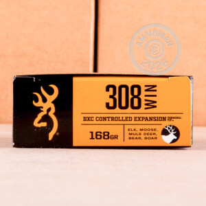 Image of 308 - 168 Grain Brass Tip Boat tail - Browning BXC Upland Game - 20 Rounds