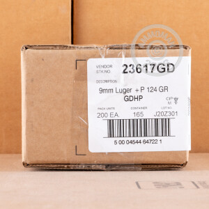 Photo detailing the 9MM +P SPEER GOLD DOT 124 GRAIN JHP (500 ROUNDS) for sale at AmmoMan.com.