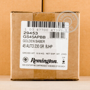 Photo of .45 Automatic Jacketed Hollow-Point (JHP) ammo by Remington for sale at AmmoMan.com.