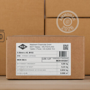 Image of bulk 5.56x45mm ammo by MEN that's ideal for training at the range.