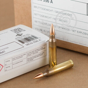 Image of bulk 5.56x45mm rifle ammunition at AmmoMan.com that's perfect for training at the range.