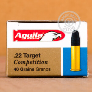 Photograph of .22 Long Rifle ammo with Lead Round Nose (LRN) ideal for precision shooting, Subsonic, training at the range.