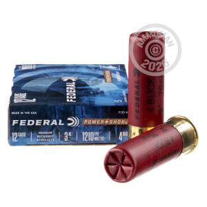 Image of 12 GAUGE FEDERAL POWER-SHOK 3" #4 BUCK (5 ROUNDS)