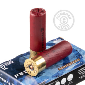 Photo detailing the 12 GAUGE FEDERAL POWER-SHOK 3" #4 BUCK (5 ROUNDS) for sale at AmmoMan.com.
