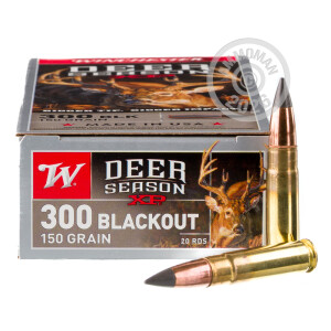 Photo detailing the 300 AAC BLACKOUT WINCHESTER DEER SEASON XP 150 GRAIN EXTREME POINT (200 ROUNDS) for sale at AmmoMan.com.