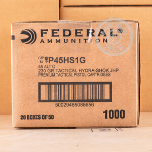 Image of Federal .45 Automatic pistol ammunition.