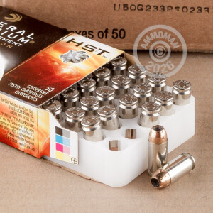 Photograph showing detail of 40 S&W FEDERAL PREMIUM LAW ENFORCEMENT 155 GRAIN HST JHP (50 ROUNDS)