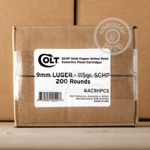 Image of 9MM LUGER COLT 115 GRAIN SCHP (20 ROUNDS)
