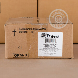 Image of Tula Cartridge Works 223 Remington rifle ammunition.