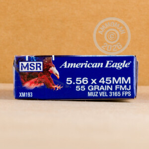 Image of 5.56x45mm ammo by Federal that's ideal for training at the range.