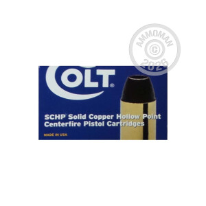 A photograph of 200 rounds of 185 grain .45 Automatic ammo with a Solid Copper Hollow Point (SCHP) bullet for sale.