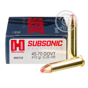 Photograph showing detail of 45-70 GOVERNMENT HORNADY SUBSONIC 410 GRAIN SUB-X (200 ROUNDS)