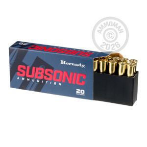Image of the 45-70 GOVERNMENT HORNADY SUBSONIC 410 GRAIN SUB-X (200 ROUNDS) available at AmmoMan.com.