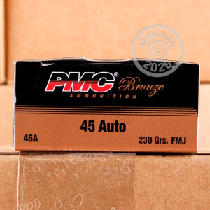 An image of .45 Automatic ammo made by PMC at AmmoMan.com.