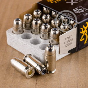 A photograph of 20 rounds of 230 grain .45 Automatic ammo with a JHP bullet for sale.