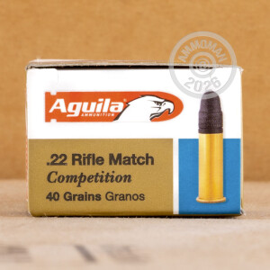  rounds of .22 Long Rifle ammo with Lead Round Nose (LRN) bullets made by Aguila.