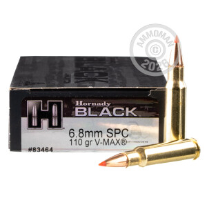 Image of the 6.8 SPC HORNADY BLACK 110 GRAIN V-MAX (20 ROUNDS) available at AmmoMan.com.