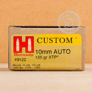 Image of the 10MM HORNADY CUSTOM 155 GRAIN JHP (200 ROUNDS) available at AmmoMan.com.