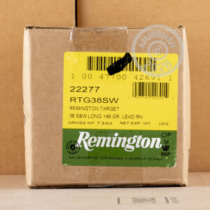 Photo detailing the 38 S&W REMINGTON TARGET 146 GRAIN LRN (50 ROUNDS) for sale at AmmoMan.com.