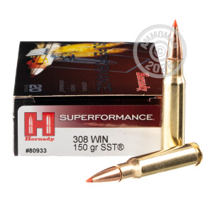 Image of the 308 WIN HORNADY SUPERFORMANCE SST 150 GRAIN PT (20 ROUNDS) available at AmmoMan.com.