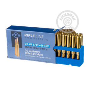 Photo detailing the 30-06 SPRINGFIELD PRVI PARTIZAN 165 GRAIN PSP BT (200 ROUNDS) for sale at AmmoMan.com.