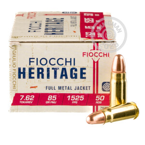 Image of the 7.62x25 TOKAREV FIOCCHI 85 GRAIN FMJ (50 ROUNDS) available at AmmoMan.com.