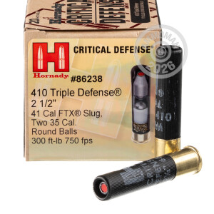 Photograph showing detail of 410 BORE HORNADY CRITICAL DEFENSE 2-1/2" FTX SLUG (20 ROUNDS)