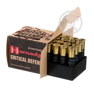 Photo detailing the 410 BORE HORNADY CRITICAL DEFENSE 2-1/2" FTX SLUG (20 ROUNDS) for sale at AmmoMan.com.