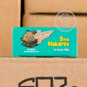 A photograph of 1000 rounds of 94 grain 9x18 Makarov ammo with a FMJ bullet for sale.