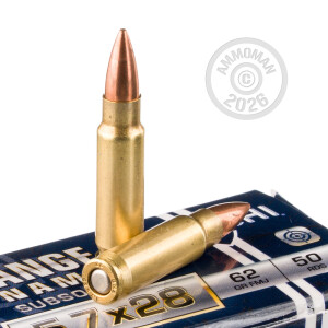 Photo detailing the 5.7X28MM FIOCCHI SUBSONIC 62 GRAIN FMJ (500 ROUNDS) for sale at AmmoMan.com.