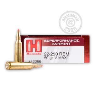 Image of 22-250 Remington rifle ammunition at AmmoMan.com.
