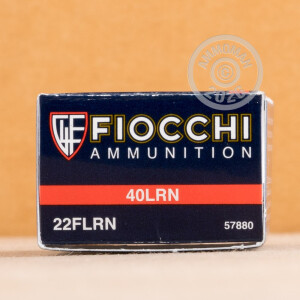  rounds of .22 Long Rifle ammo with Lead Round Nose (LRN) bullets made by Fiocchi.
