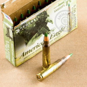 Image of 5.56x45mm ammo by Federal that's ideal for training at the range.