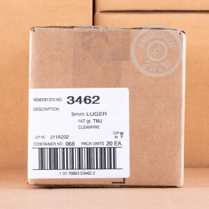 A photo of a box of Blazer ammo in 9mm Luger.