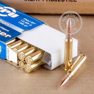 A photograph detailing the 8mm Mauser JS ammo with FMJ-BT bullets made by Prvi Partizan.