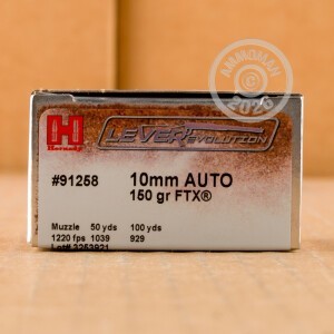 Image of the 10MM AUTO HORNADY LEVEREVOLUTION 150 GRAIN FTX (200 ROUNDS) available at AmmoMan.com.