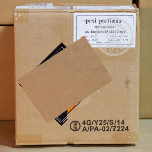 A photograph of 20 rounds of 55 grain 223 Remington ammo with a soft point bullet for sale.