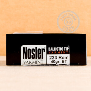 A photograph of 20 rounds of 40 grain 223 Remington ammo with a Polymer Tipped bullet for sale.