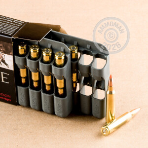 A photograph detailing the 223 Remington ammo with Polymer Tipped bullets made by Nosler Ammunition.