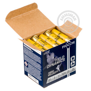 Photograph showing detail of 20 GAUGE FIOCCHI HIGH VELOCITY 3" #7.5 SHOT (25 ROUNDS)