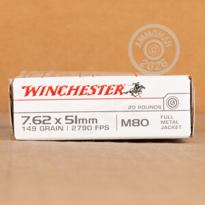 An image of 308 / 7.62x51 ammo made by Winchester at AmmoMan.com.