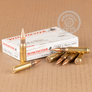 An image of 308 / 7.62x51 ammo made by Winchester at AmmoMan.com.