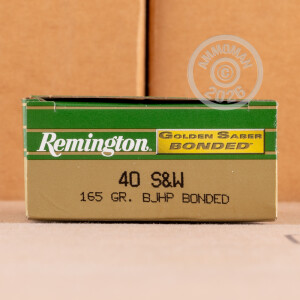Photograph showing detail of .40 S&W REMINGTON GOLDEN SABER 165 GRAIN JHP (500 ROUNDS)