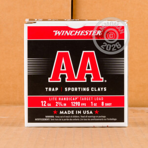 Photograph showing detail of 12 GAUGE WINCHESTER AA LITE HANDICAP 2-3/4" 1 OZ. #8 SHOT (250 ROUNDS)