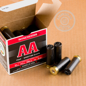 Photo detailing the 12 GAUGE WINCHESTER AA LITE HANDICAP 2-3/4" 1 OZ. #8 SHOT (250 ROUNDS) for sale at AmmoMan.com.