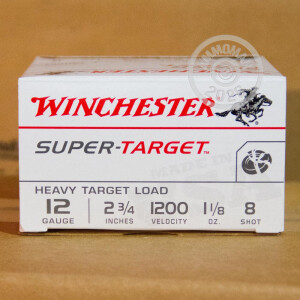 Image of the 12 GAUGE WINCHESTER SUPER TARGET 2-3/4" 1-1/8 OZ. #8 SHOT (250 ROUNDS) available at AmmoMan.com.