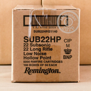  rounds of .22 Long Rifle ammo with Lead Hollow Point (LHP) bullets made by Remington.